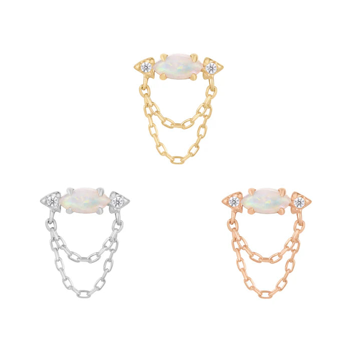 Limitless Australian Opal 14K Gold Threadless End for Ear