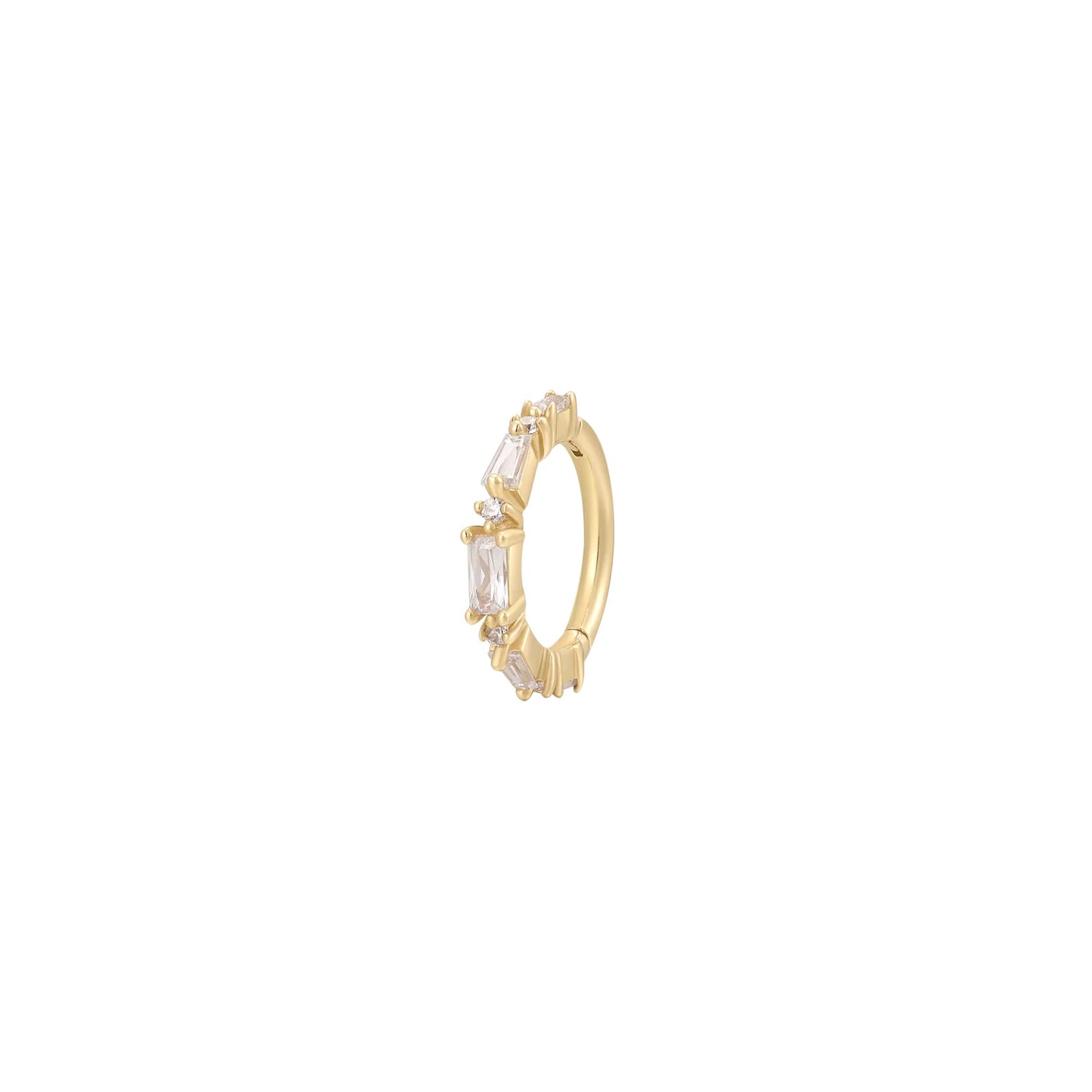 16g London Baguette Side Set Cubic Zirconia Hinge Ring