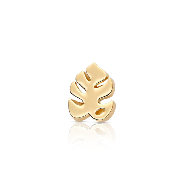 18g Threadless Mini Monstera Leaf - Yellow Gold