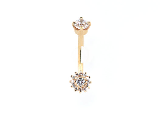 The Rose Floral Cubic Zirconia Navel Curve