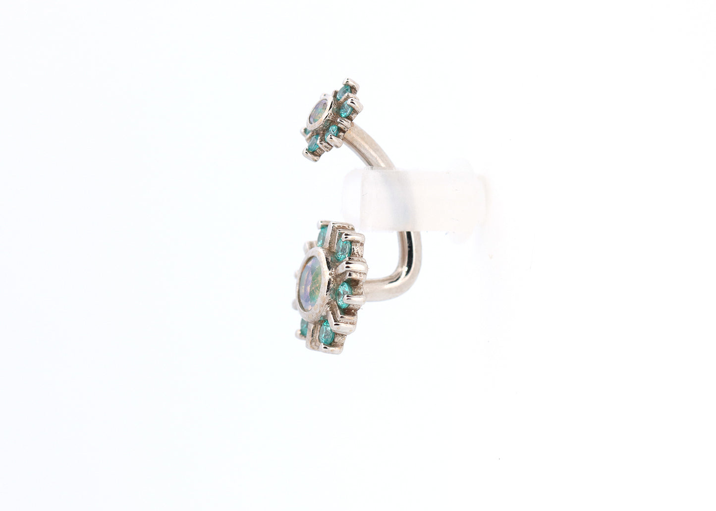 Toltec J-Curve White Opal & Mint Green Cubic Zirconia