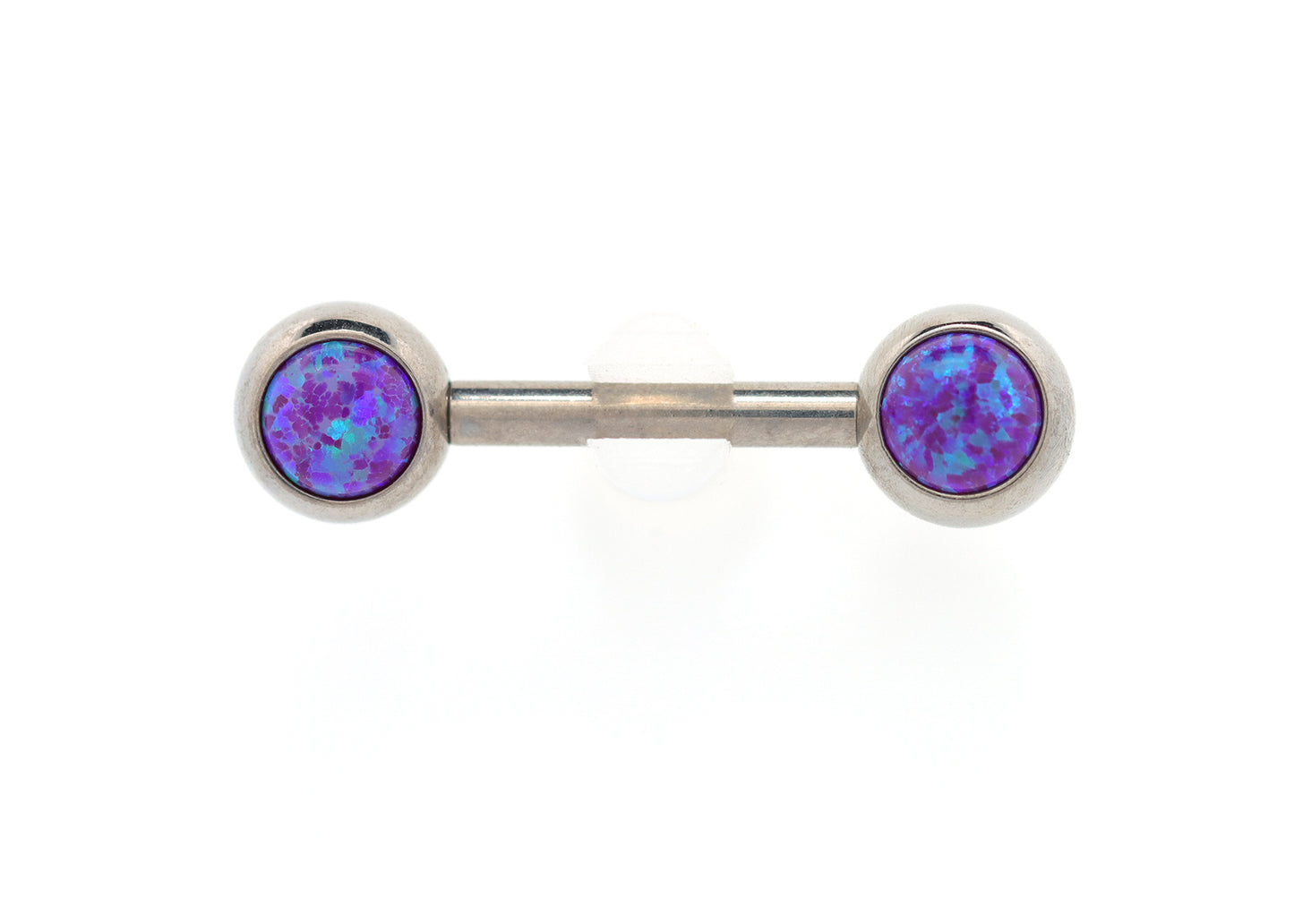 Titanium 5mm Purple Opal Bezel Nipple Barbell Set