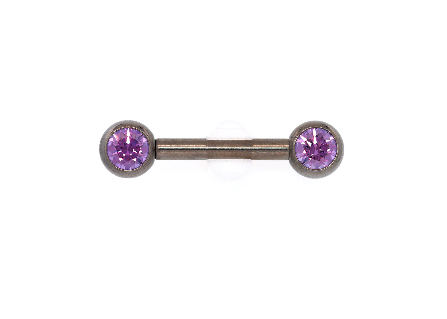 Titanium Purple Cubic Zirconia Bezel Nipple Barbell Set