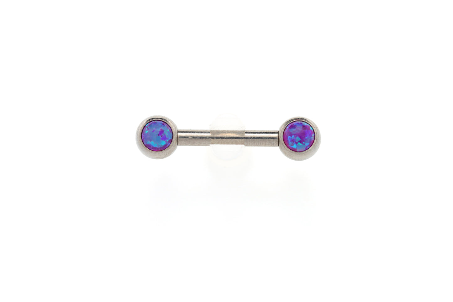 Titanium Purple Opal Bezel Nipple Barbell Set