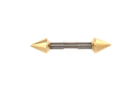 18k Yellow Gold Spiked Ends Nipple Barbell