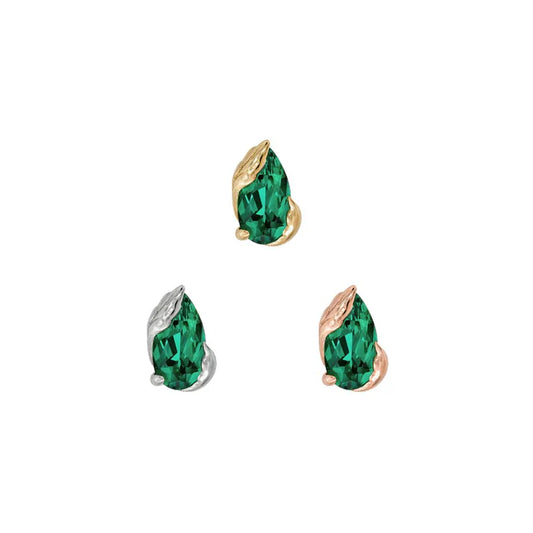 Occasion Lab Emerald 14K Gold Threadless End for Ear, Lip, or Nostril