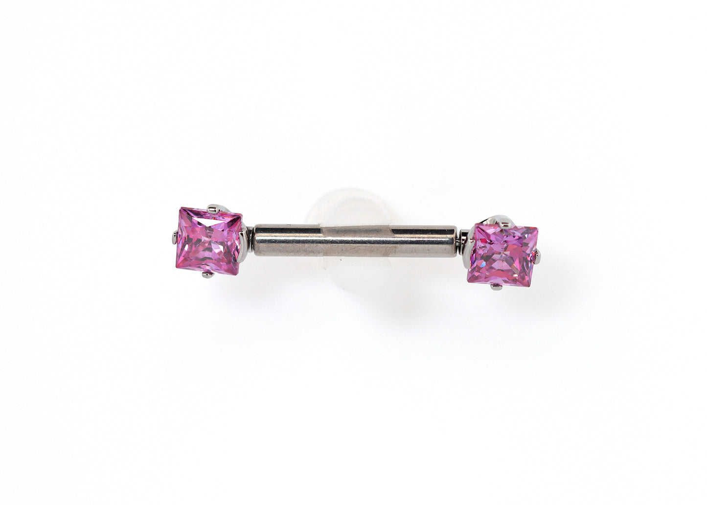 Titanium Princess Cut Purple Nipple Barbell Set