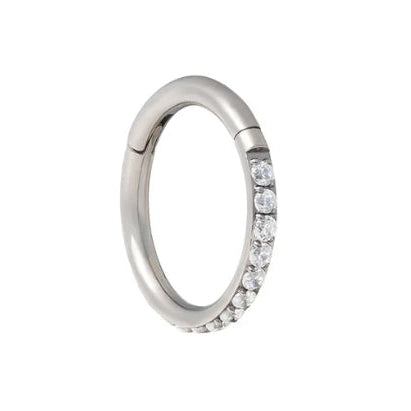 18g Titanium Hinge Ring w/ Side-set gems