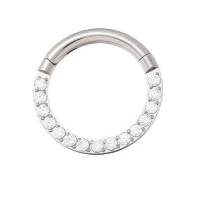 18g 5/16" Titanium Clicker/Hinge Ring w/ Cubic Zirconia