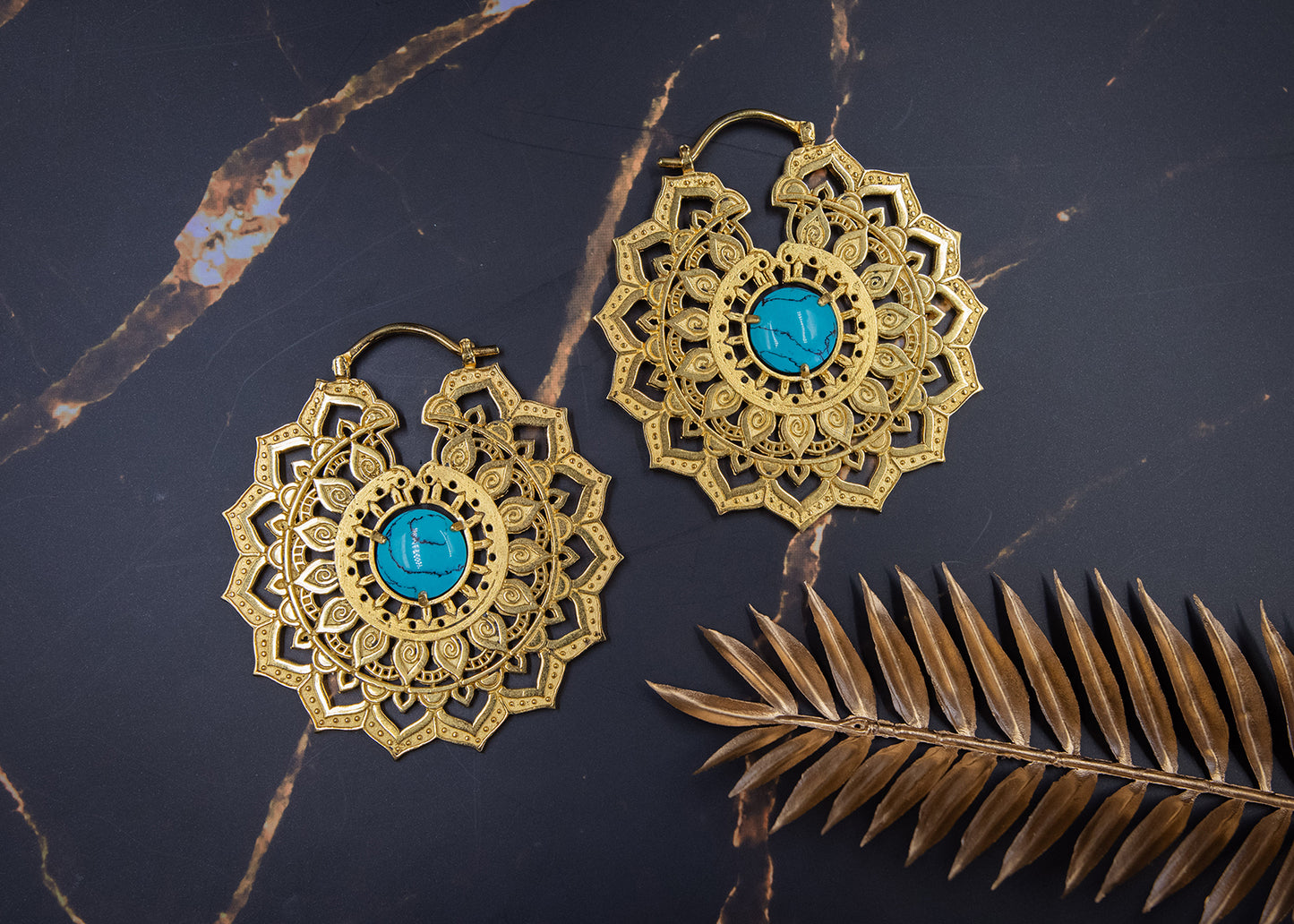 18g Turquoise Mandala Earrings