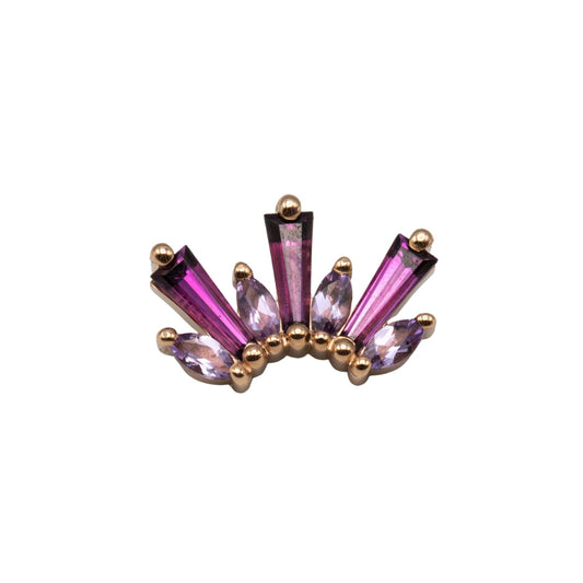 18g/16g BVLA Threaded El Ray w/ Light Amethyst & Rhodolite