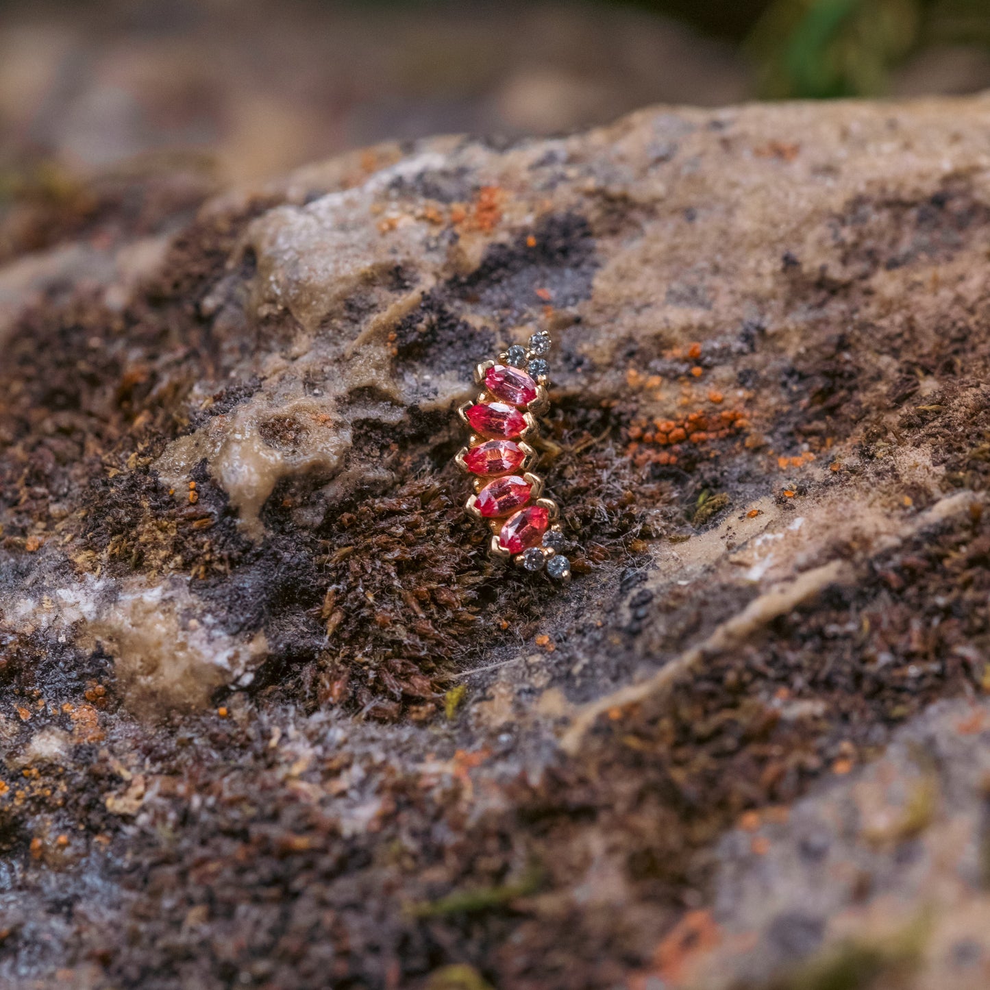 18g/16g BVLA Threaded Serena Grey Diamond & Padparadscha Sapphire Marquise