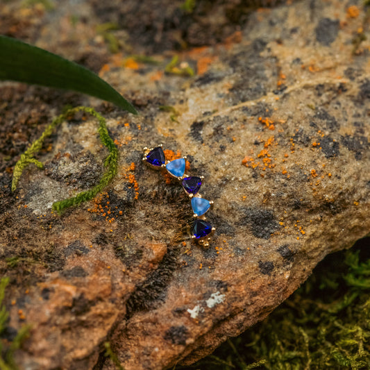 18g/16g BVLA Threaded Trillion Panaraya w/ Amethyst & Sandblasted Tanzanite