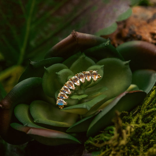 18g/16g BVLA Threaded 8 Pear Panaraya w/ Rainbow Moonstone
