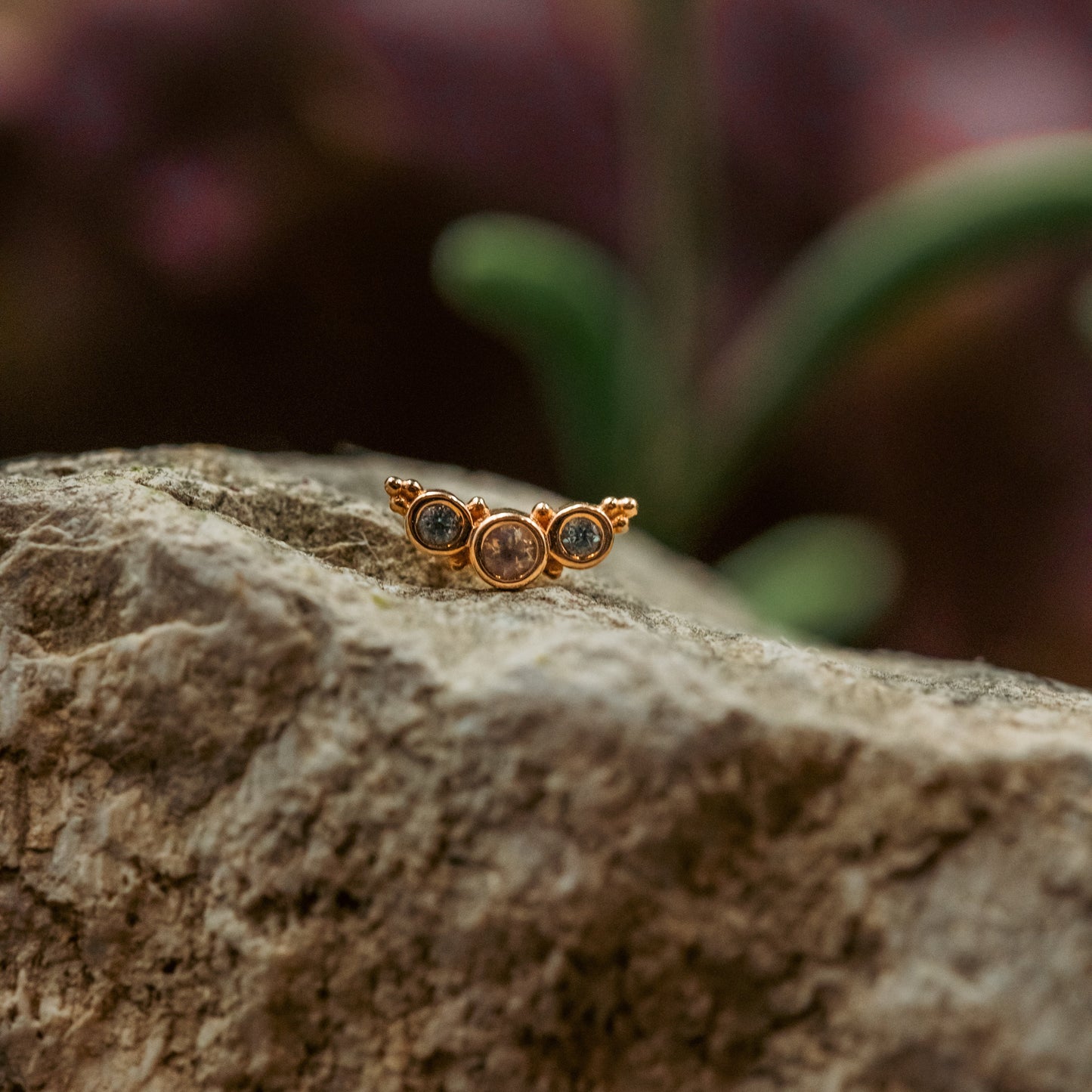 18g/16g BVLA Threaded 3 Graduating Panaraya w/ Swiss Blue Topaz & Rainbow Moonstone