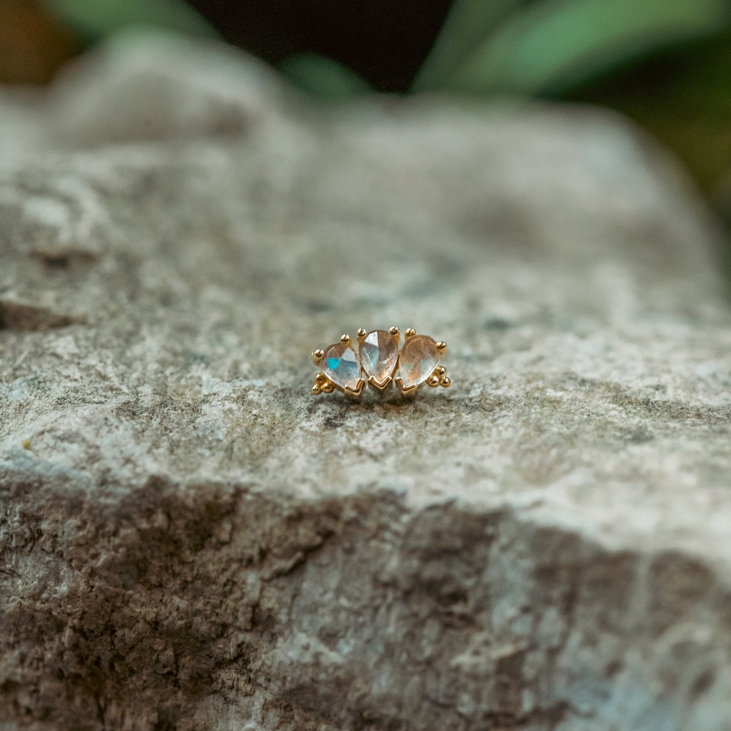 18g/16g BVLA Threaded Tiny 3 Pear Panaraya w/ Rose cut Labradorite
