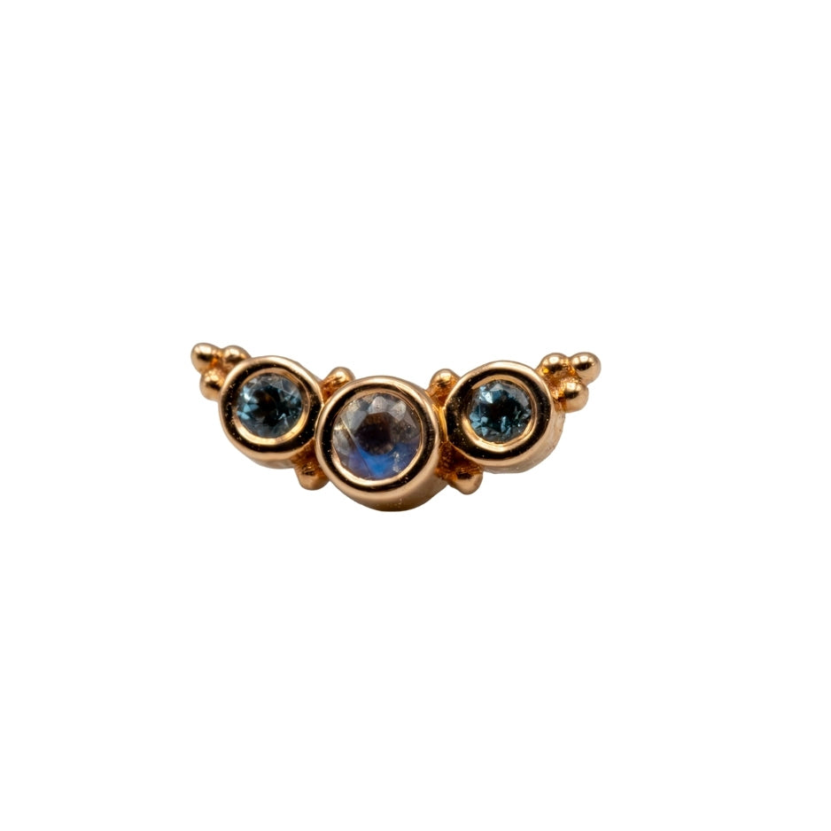 18g/16g BVLA Threaded 3 Graduating Panaraya w/ Swiss Blue Topaz & Rainbow Moonstone