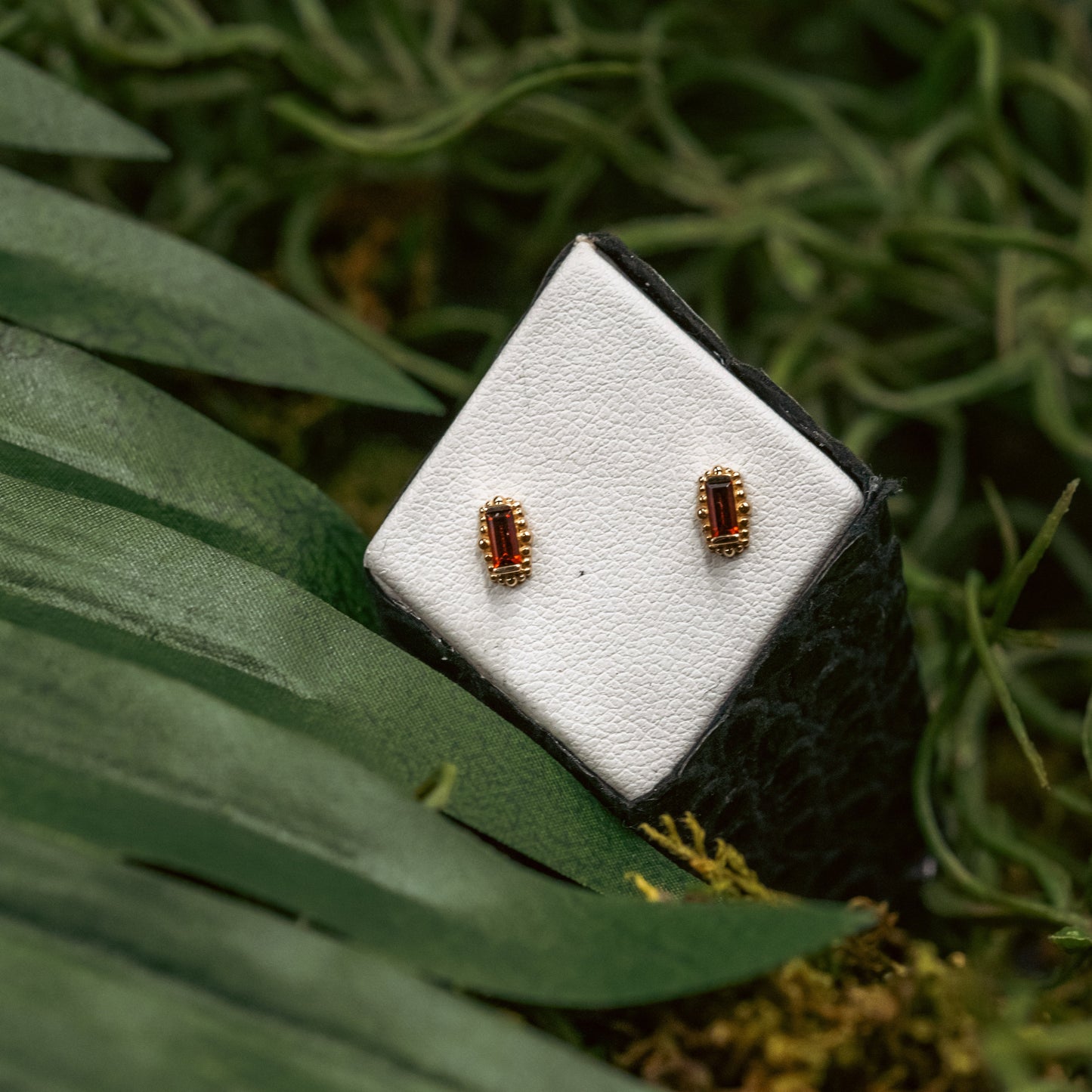 BVLA 4mm Beaded Baguette with Genuine AA Garnet