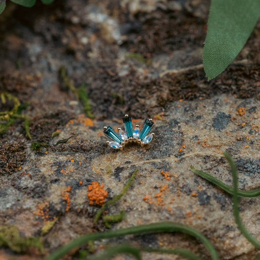 18g/16g BVLA Threaded El Ray w/ Rainbow Moonstone & London Blue Topaz