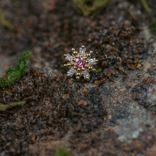 BVLA Elaine Flower with Genuine Padparadscha Sapphire THREADED