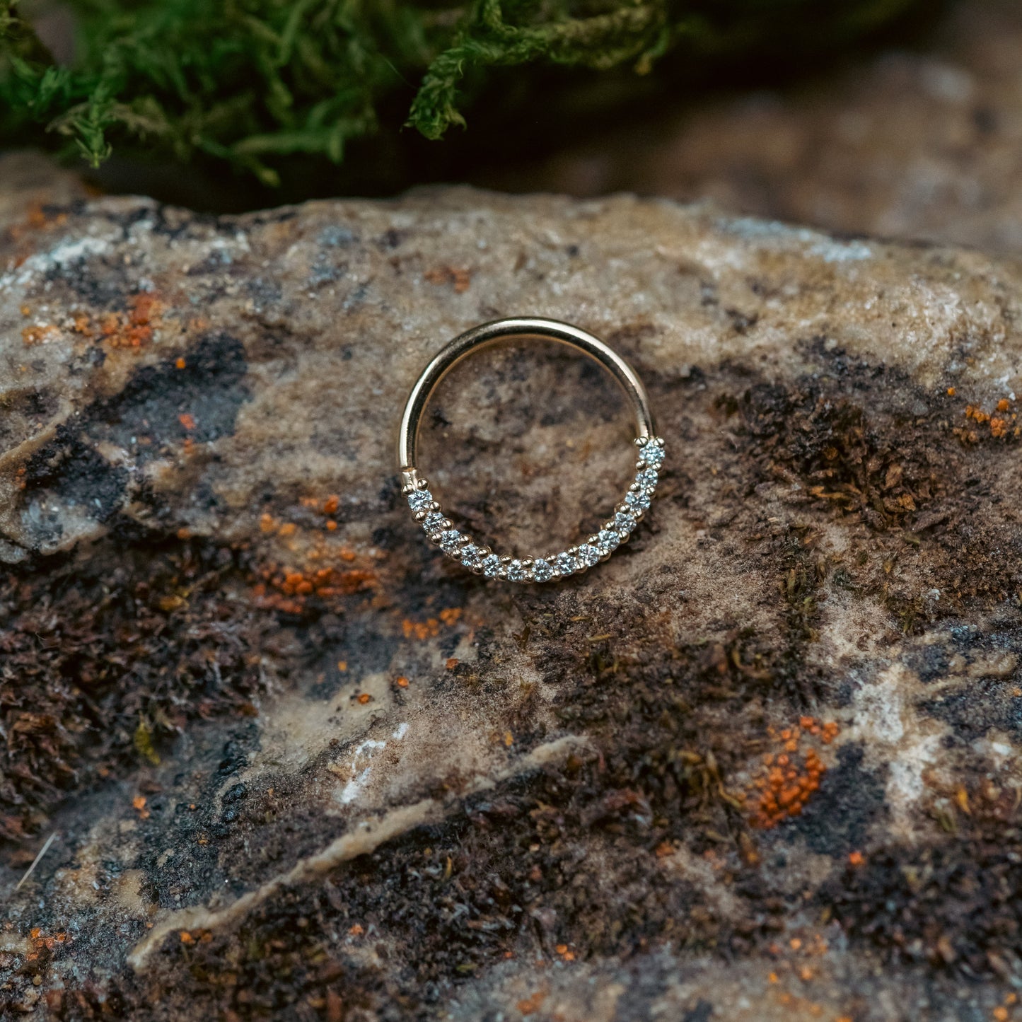 18g 3/8" Seam Ring Oaktier w/ genuine Diamonds