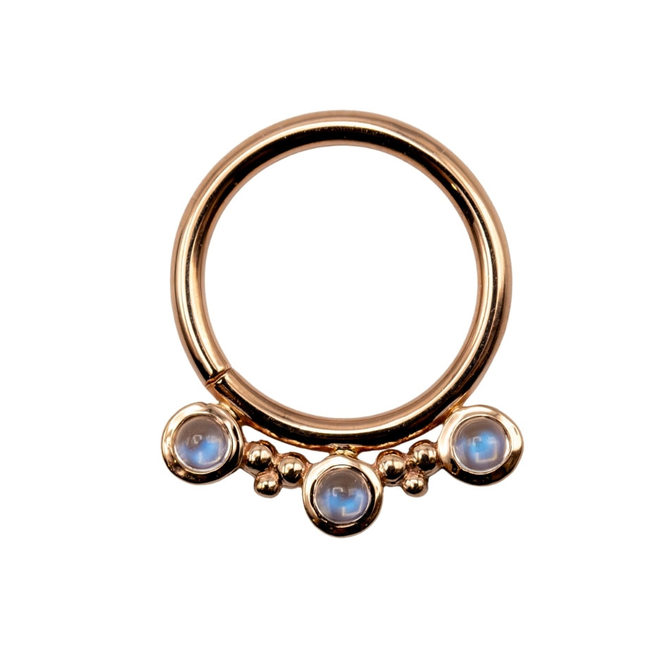 16g 3/8" Seam Ring Eden 3 w/ Rainbow Moonstone