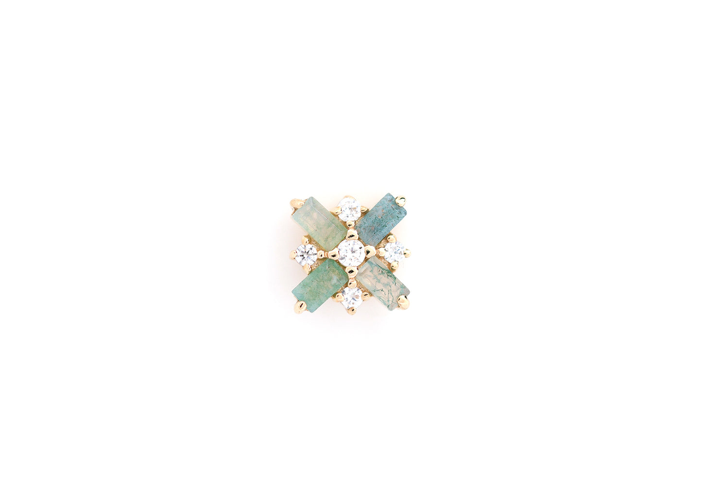 Covet Moss Agate & Cubic Zirconia Threadless End