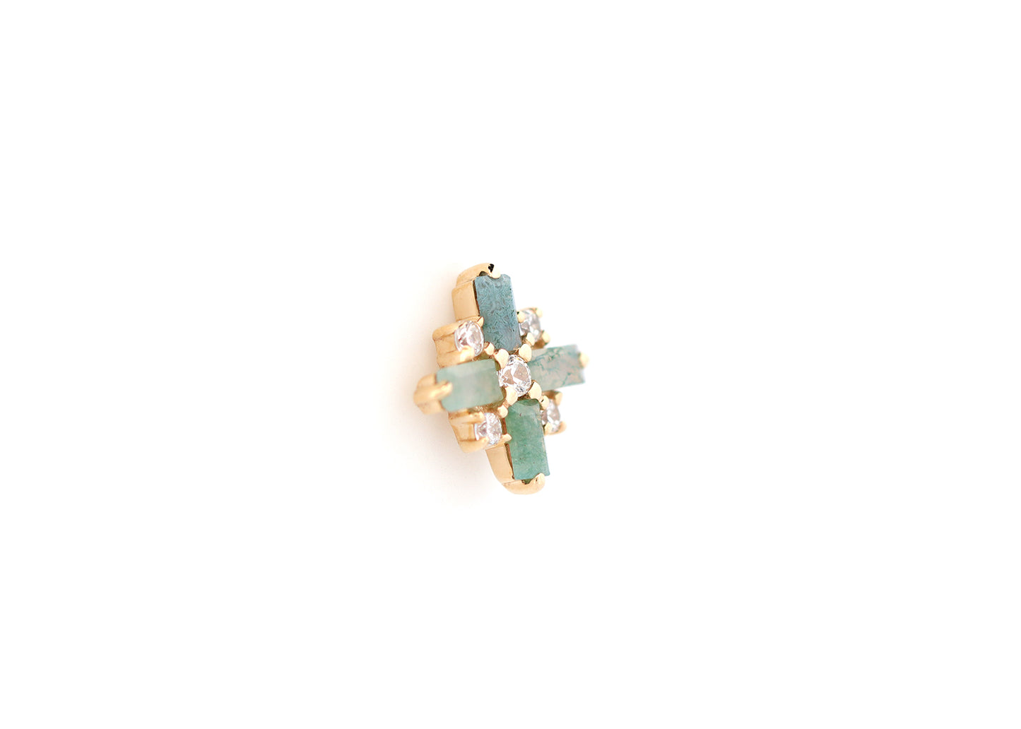 Covet Moss Agate & Cubic Zirconia Threadless End