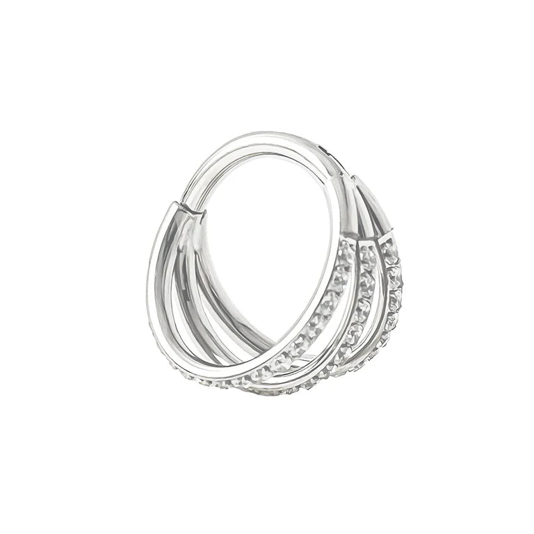 18g 5/16" Titanium Clicker/Hinge Ring Triple Row SS w/ Cubic Zirconia