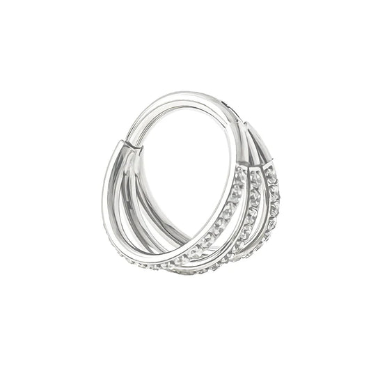 18g 5/16" Titanium Clicker/Hinge Ring Triple Row SS w/ Cubic Zirconia