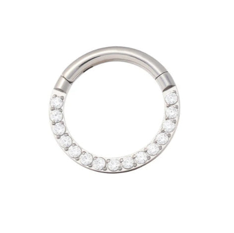 Titanium ring with 15 cubic zirconia