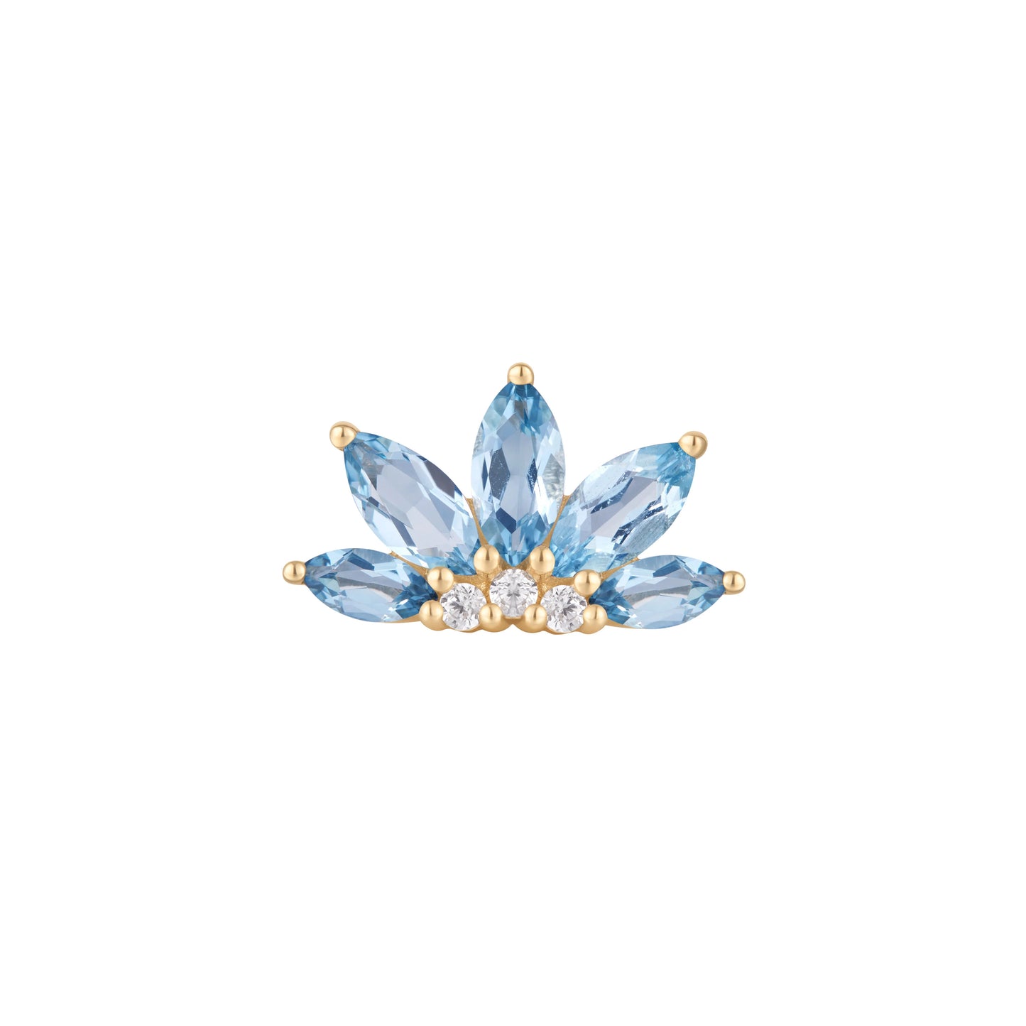 18g Threadless Buddha Jewelry Valentina w/ London Blue Topaz & White Cubic Zirconia
