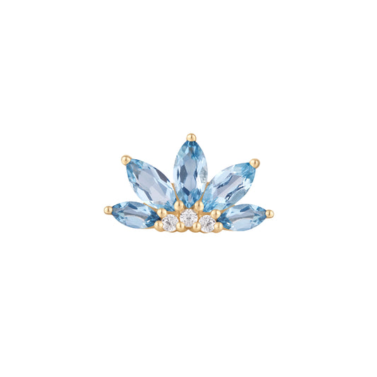 18g Threadless Buddha Jewelry Valentina w/ London Blue Topaz & White Cubic Zirconia