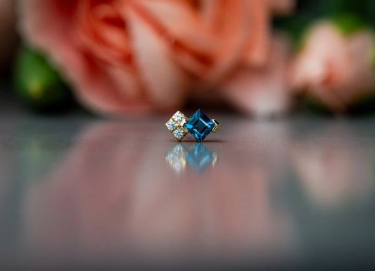 18g Threadless Buddha Jewelry Vivienne w/ London Blue Topaz & CZ