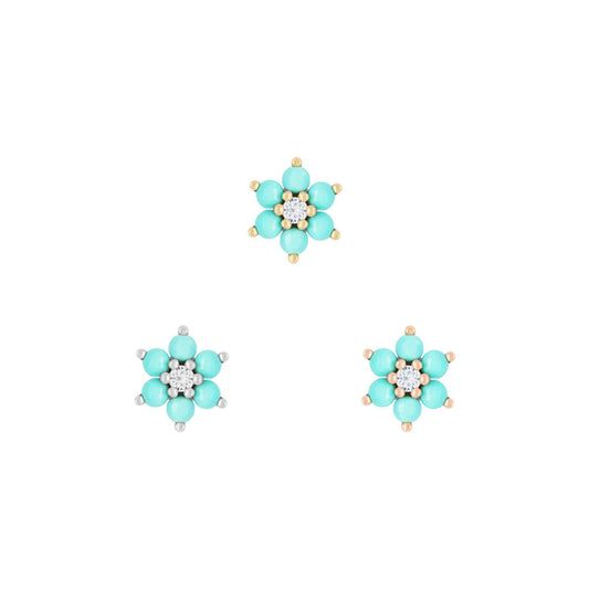 18g Threadless Buddha Jewelry Cultivate w/ Turquoise & Cubic Zirconia