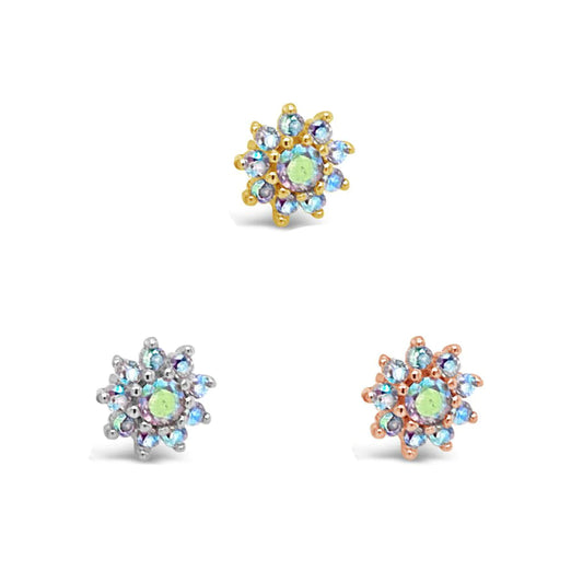 Eloise Flower with Mercury Mist Topaz Threadless End