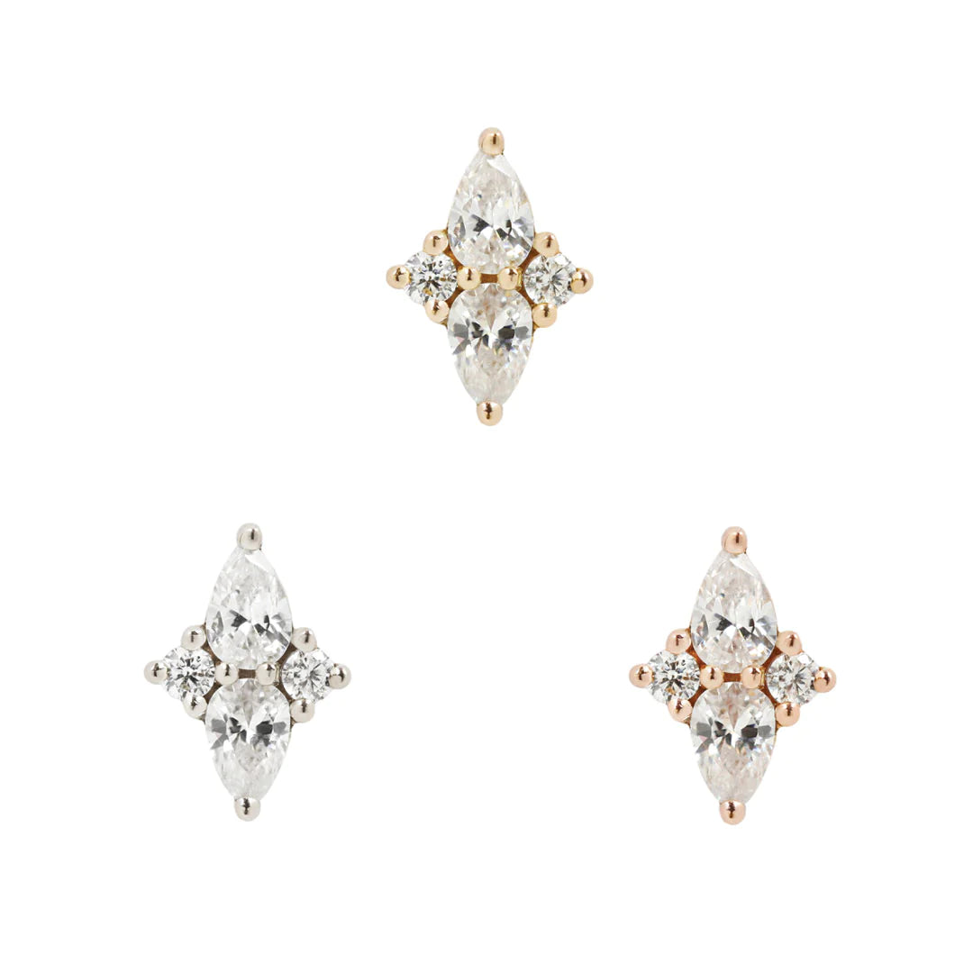 Ethereal Pear Cut Cluster Cubic Zirconia Threadless End