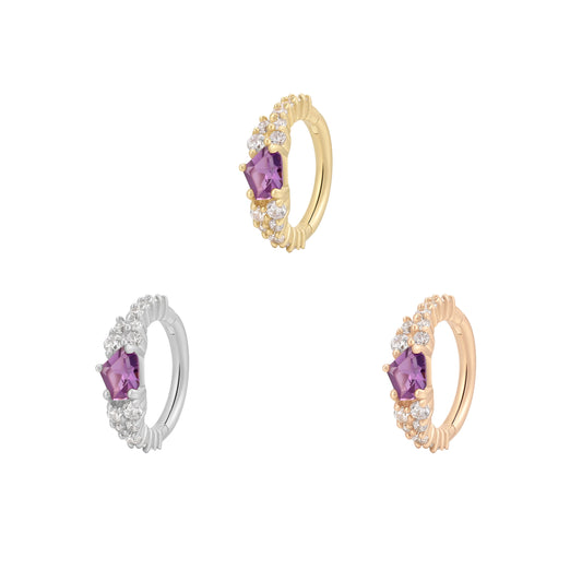 16g Inspiration Side-Set with Genuine Amethyst Hinge Ring