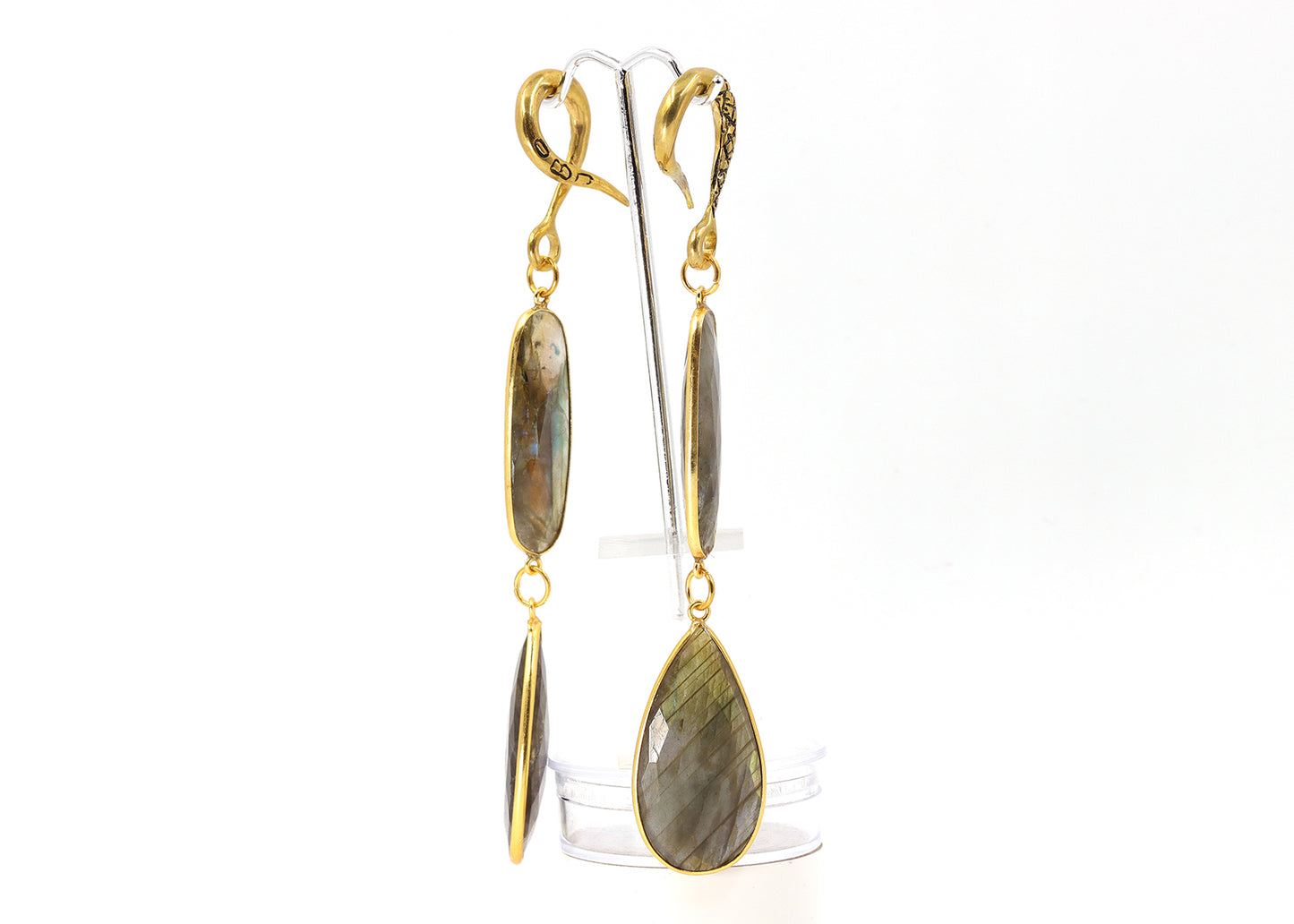 6g Brass Coils with Labradorite Double Dangle