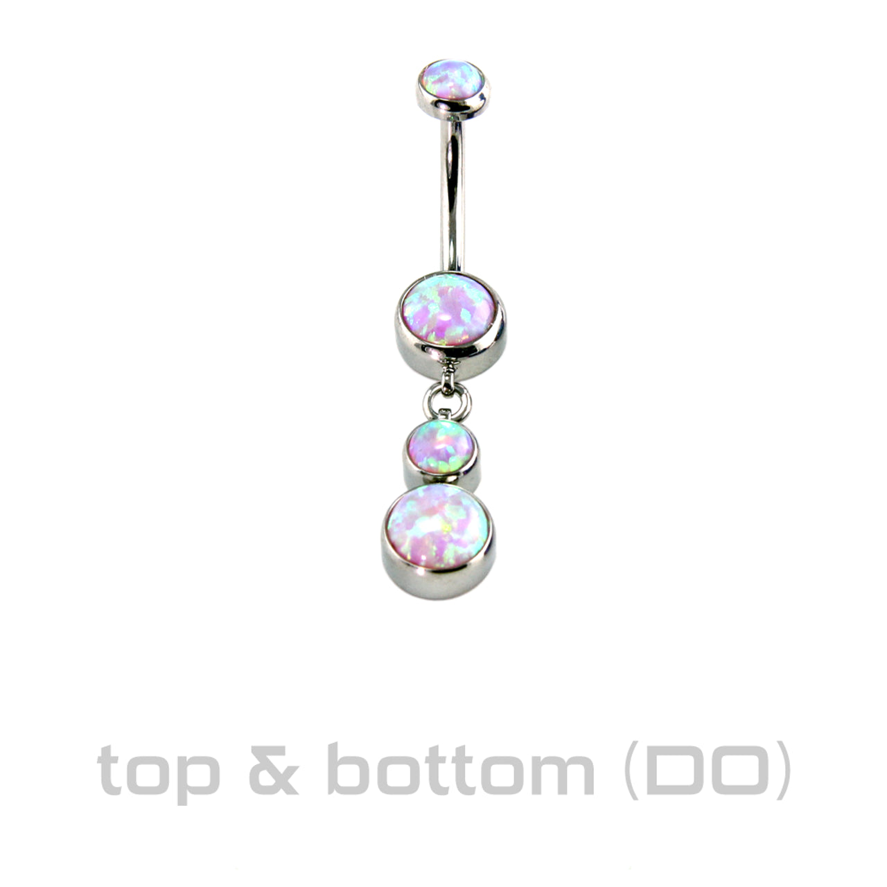 Titanium Double Dangle Opal Navel Curve