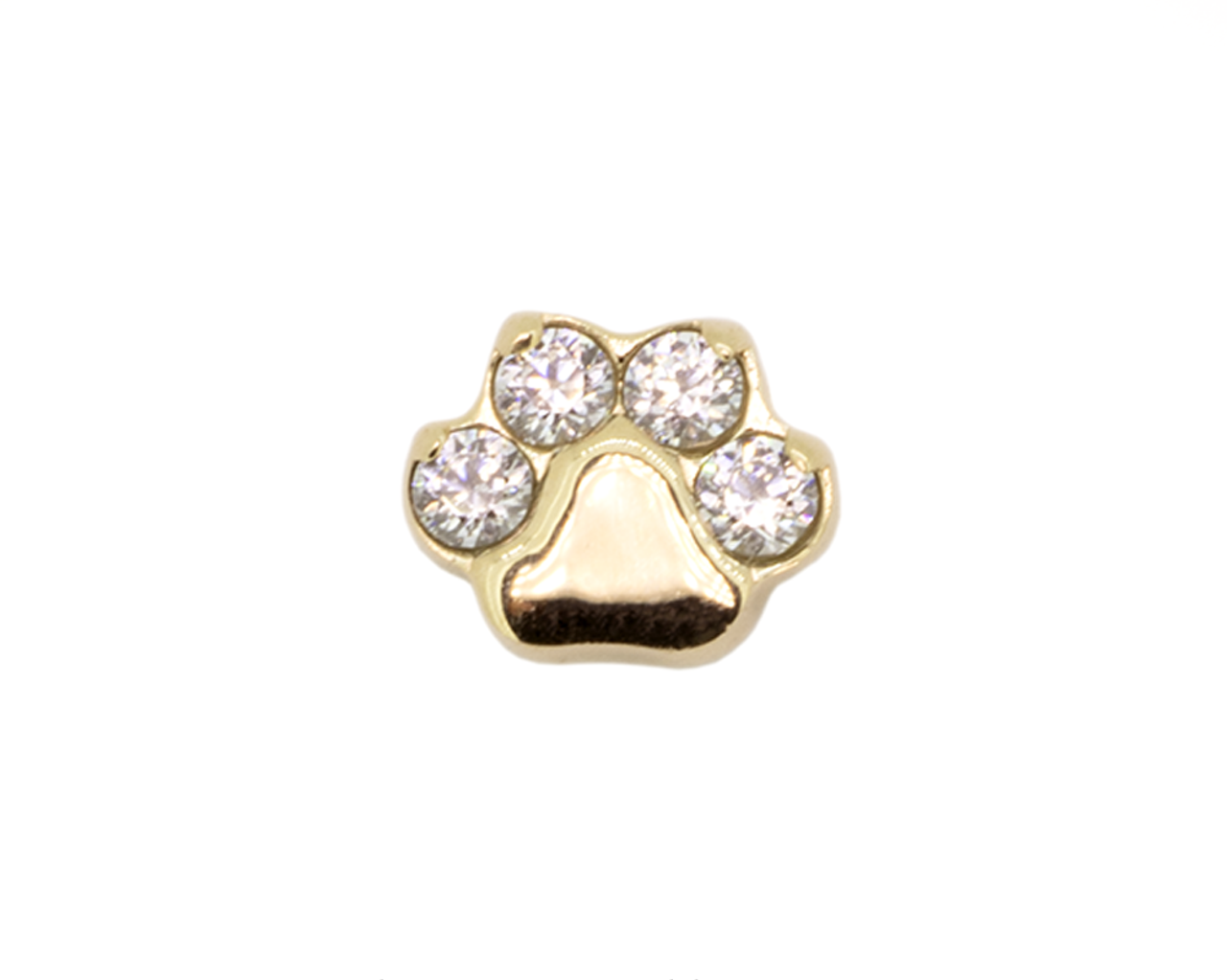 Paw Print with Cubic Zirconia Threadless End