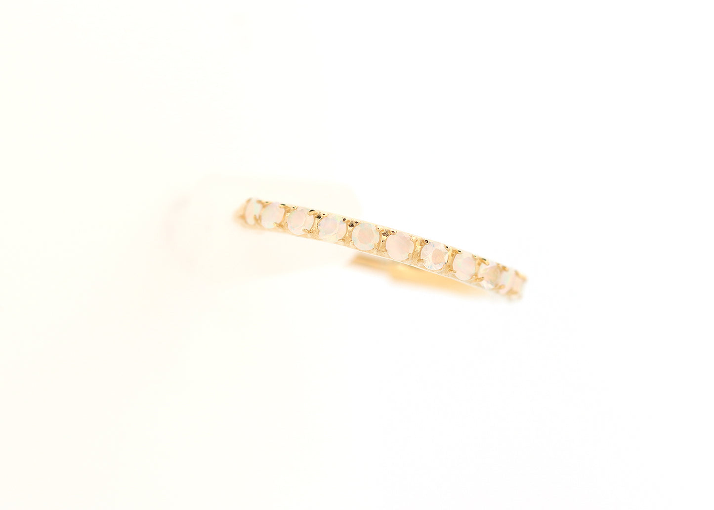 16g 17 Stone Side Set White Opal Seam Ring