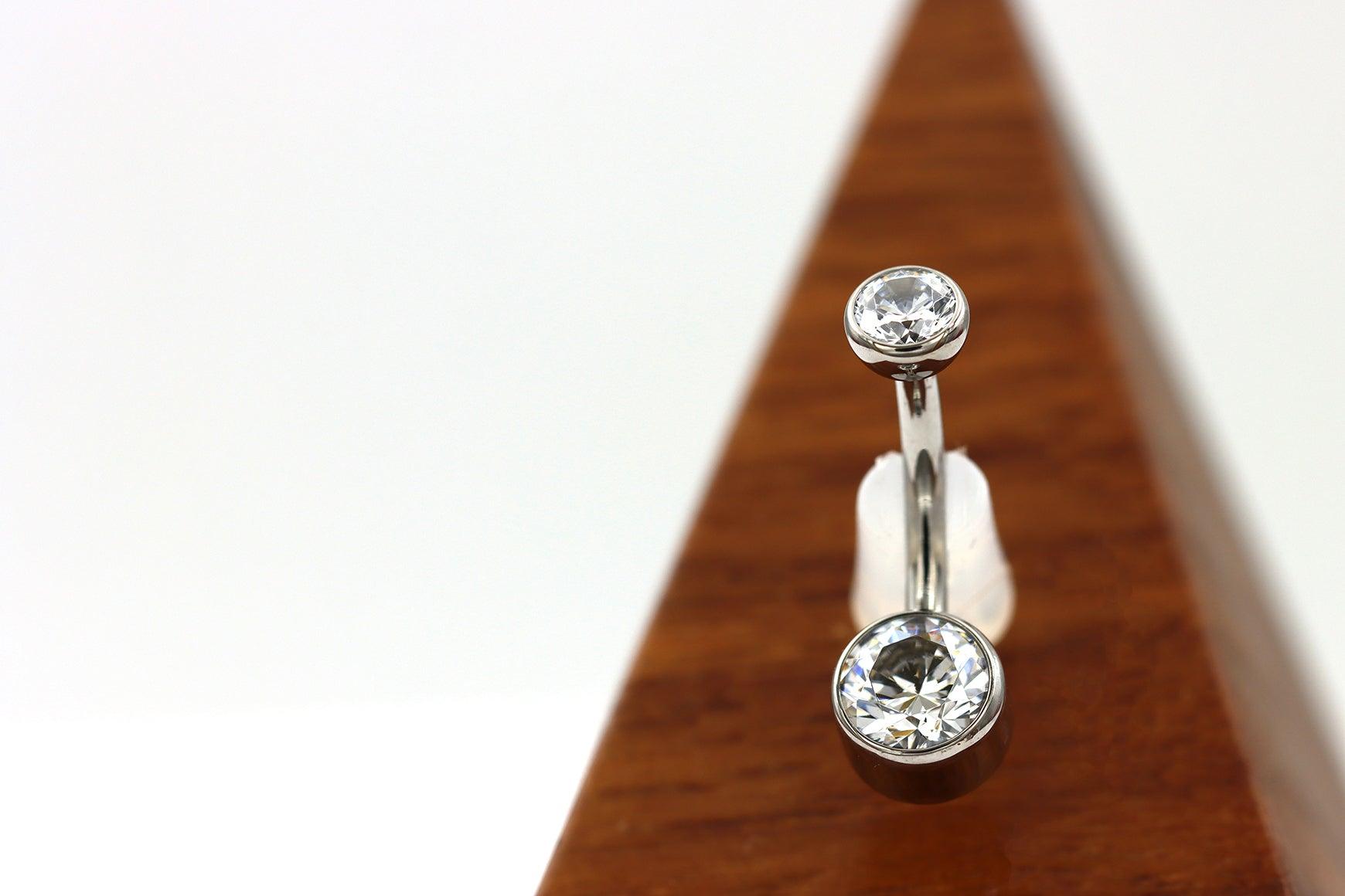 Titanium Navel Curve with CZs